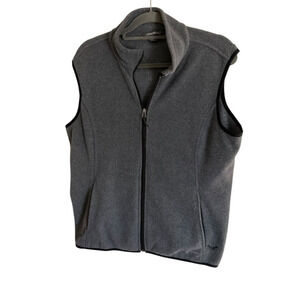 Eddie Bauer Gray Full Zip Fleece Vest XL Warm Outdoor Layering